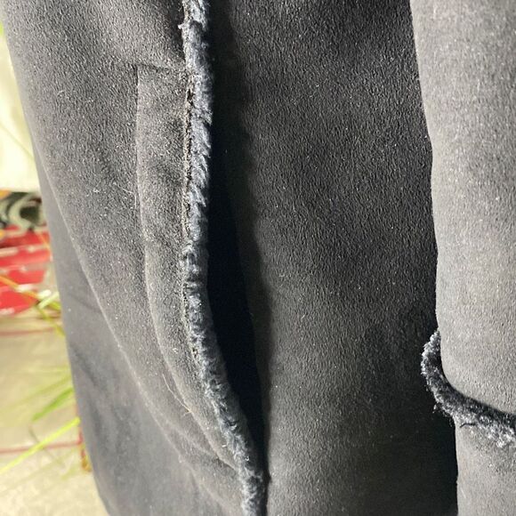 Wilson's Leather Faux Suede Real Fox Fur Removable Collar Zip-Up Jacket Coat Bla - Picture 5 of 15